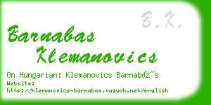 barnabas klemanovics business card